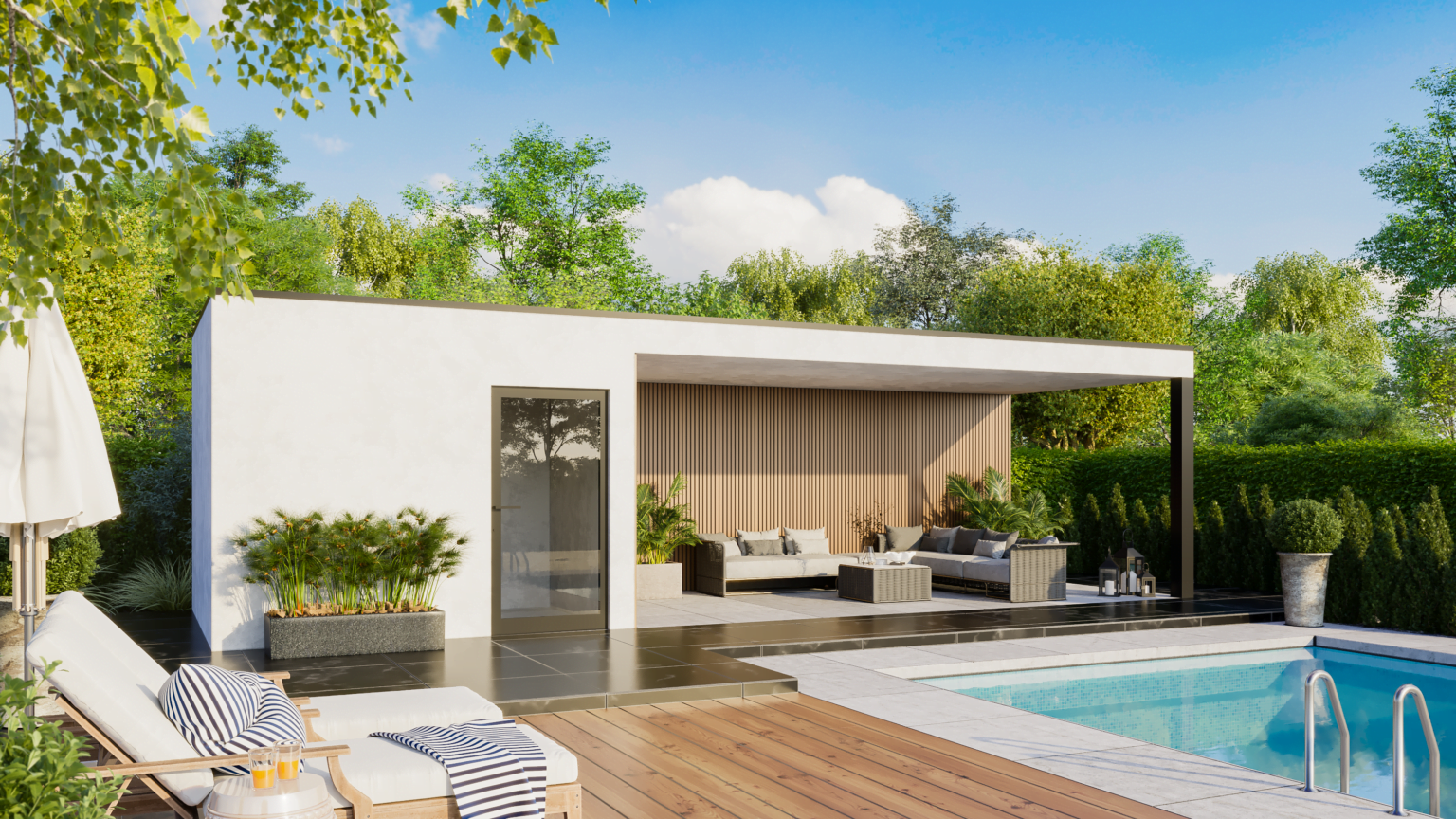 Pool house préfabriqué entièrement fini sur mesure