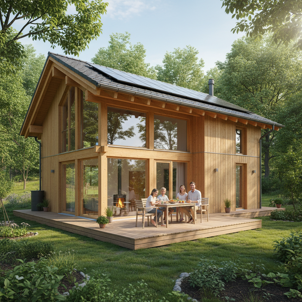 Realistische foto passend bij Wat zijn de voordelen van huizen met een houtskeletbouw? voor website