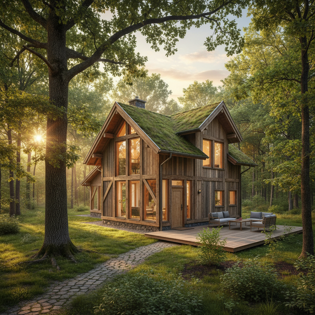 Realistische foto passend bij Wat is de levensduur van een houtskeletbouw woning? voor website SEO-t