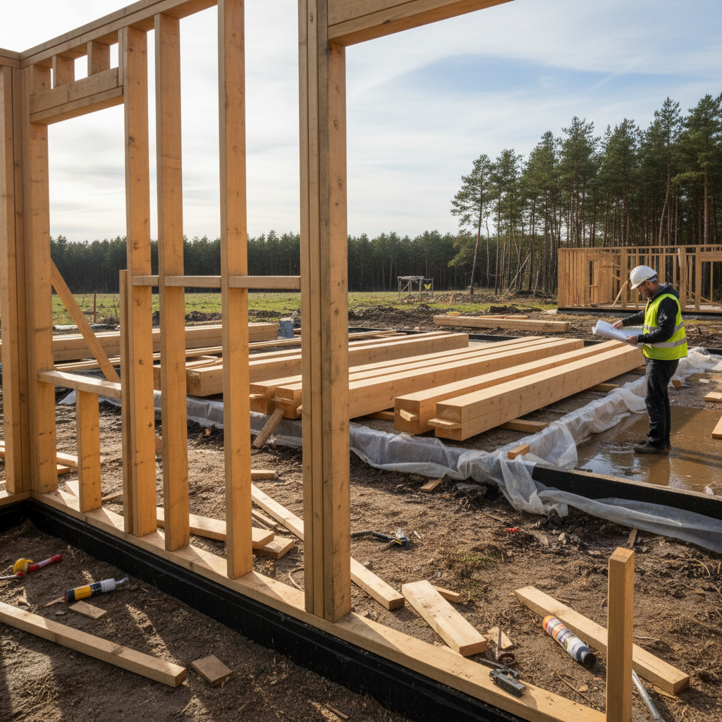 Realistische foto passend bij Wat zijn de grootste fouten bij houtskeletbouw? voor website SEO-tekst