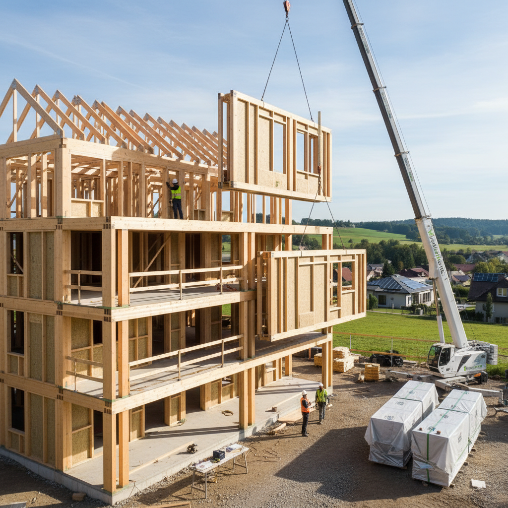 Realistische foto passend bij Nieuwbouw in houtskelet: duurzaam en snel bouwen met ModuleHome voor w