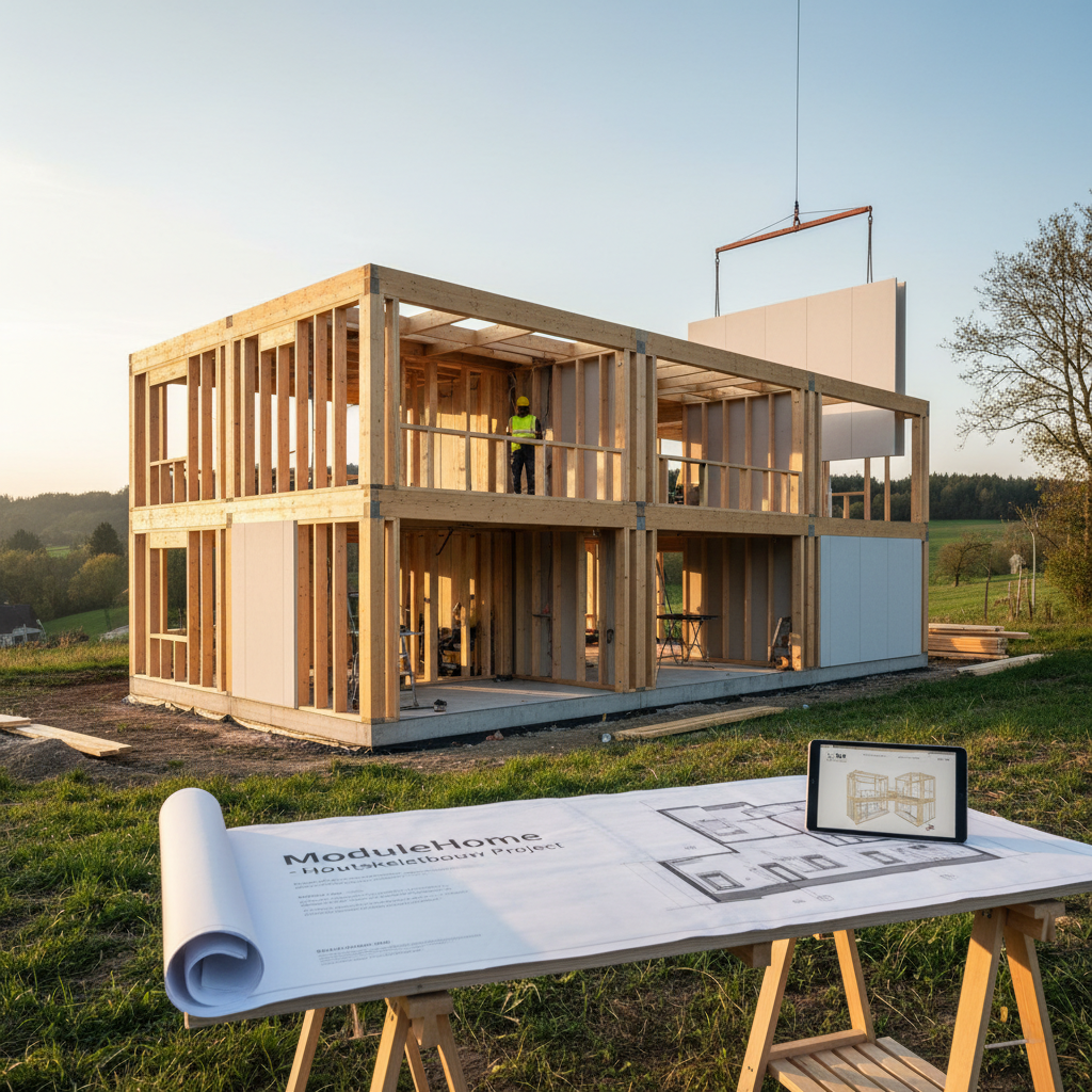 Realistische foto passend bij Waarom kiezen voor houtskeletbouw bij ModuleHome? voor website SEO-tek